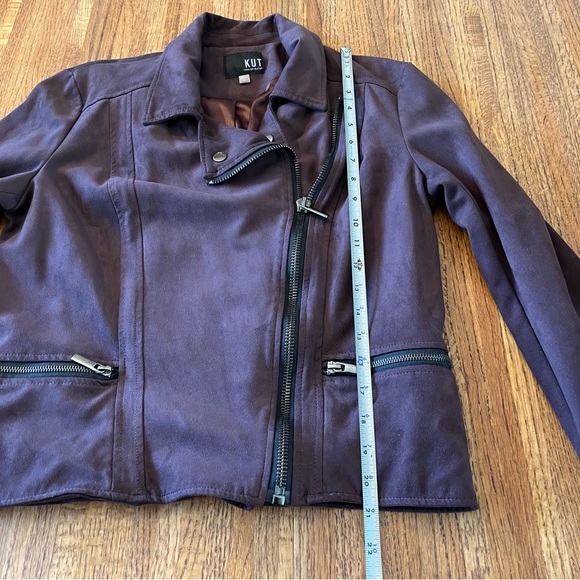 Kut From The Cloth Faux Suede Moto Jacket Maroon Size Medium - Picture 5 of 10